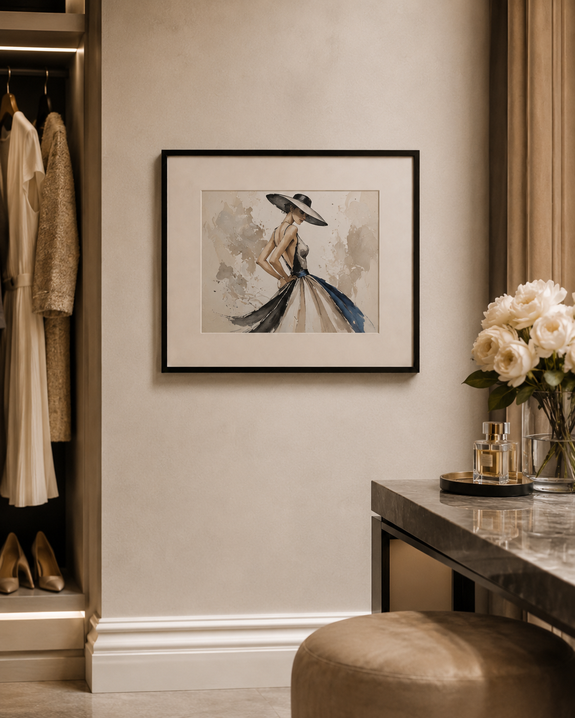 Figur in Aquarell – Better Hours Canvas im Ankleide